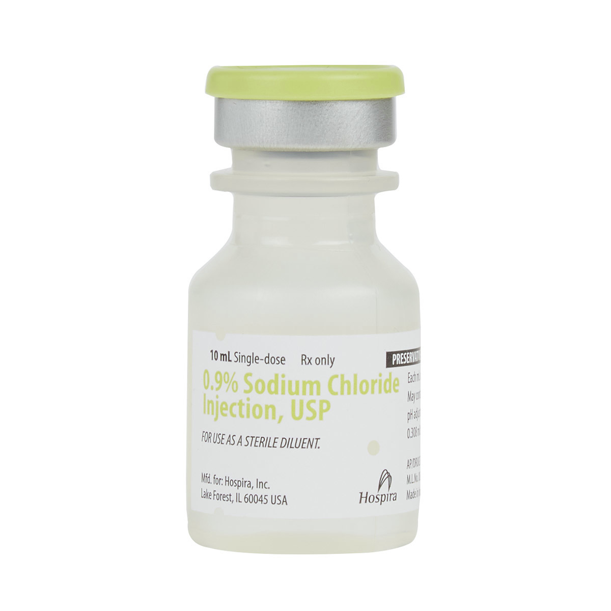 Sodium Chloride 0.9%, 10mL, Plastic Flip-Top Single Dose Vial