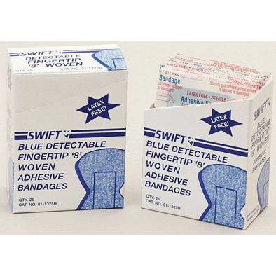 Swift Detectable Adhesive Bandage, Fingertip, 8in, Blue