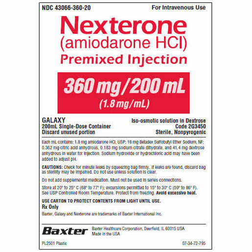 Nexterone Amiodarone HCl Premixed Injection, 360mg/200mL, 200mL Galaxy Container