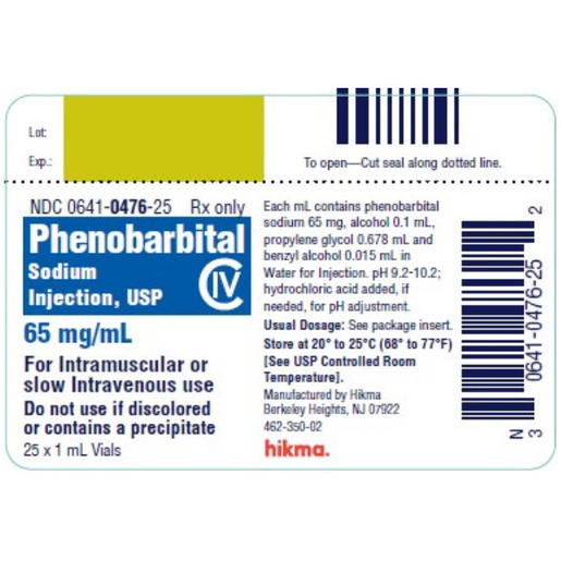 Phenobarbital, 65mg/mL, 1mL Vial