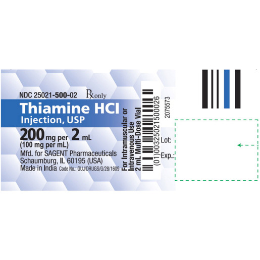 Thiamine, 100mg/mL, 2mL Vial