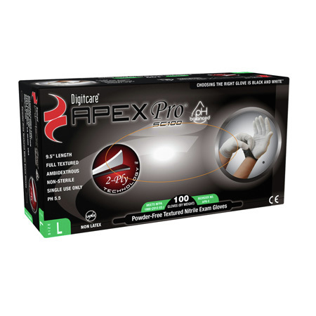 ApexPro® SC100 Exam Gloves, White and Black