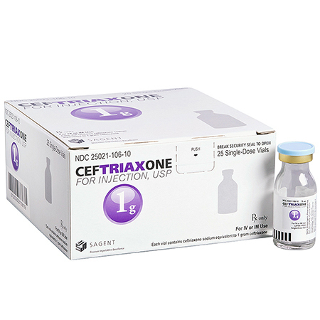 Ceftriaxone, 1g Vial