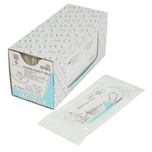Ethicon Perma-Hand Suture, Sterile, Black, FSL Needle, 0 Size