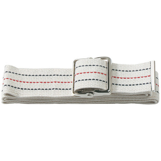 Long Cotton Gait Belt with Metal Buckle, 72in L, Dotted White