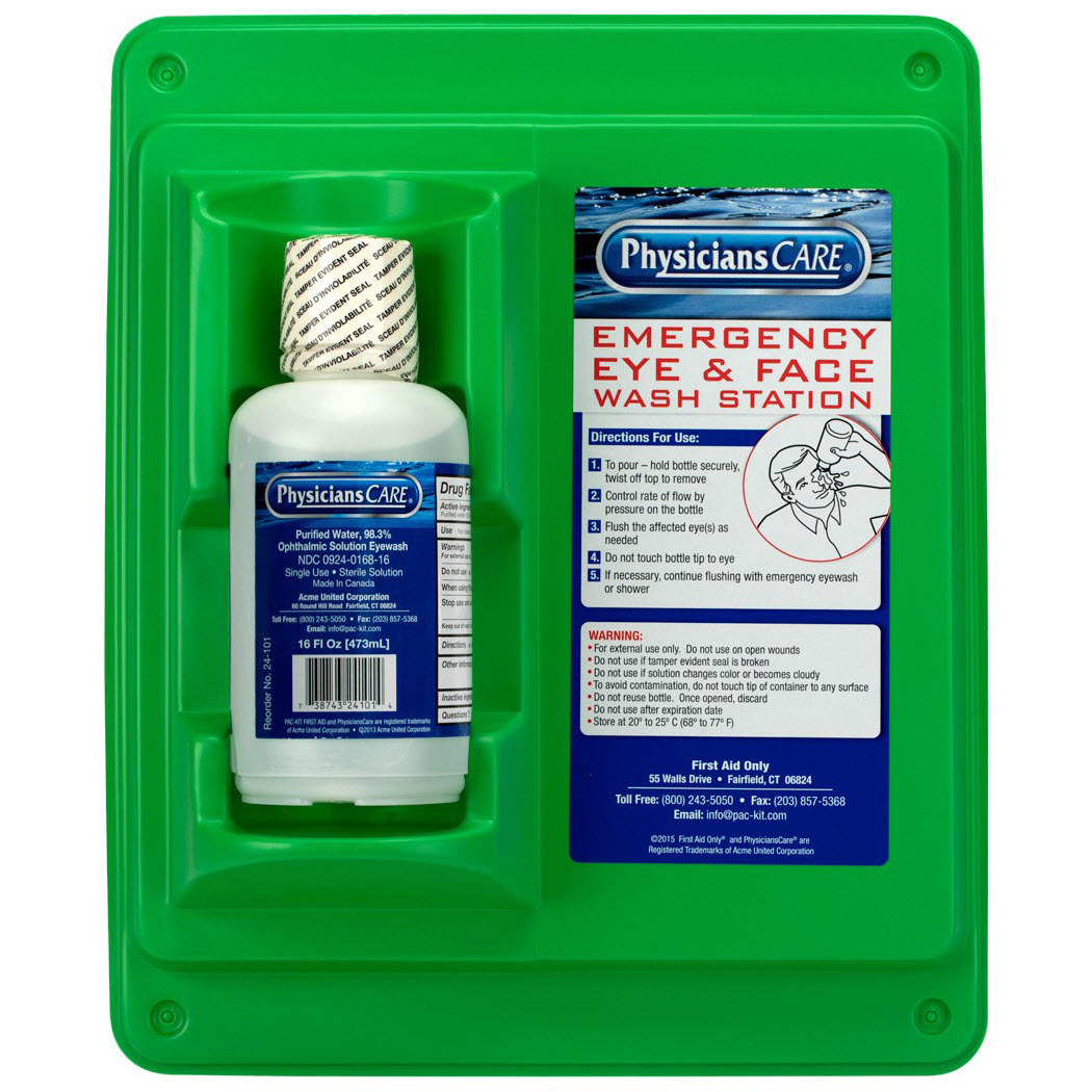 First Aid Only® PhysiciansCare Eye Wash Station and Wall Mount, 16oz