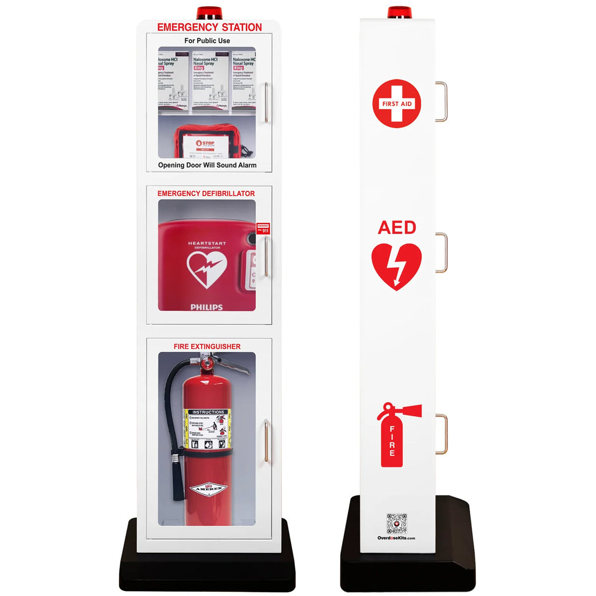 All-in-One Emergency Station – AED, Fire Extinguisher, Naloxone