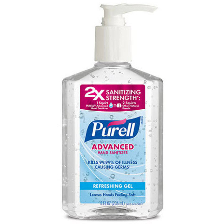 Purell® Advanced Hand Sanitizer Refreshing Gel, 70%, 236mL Pump