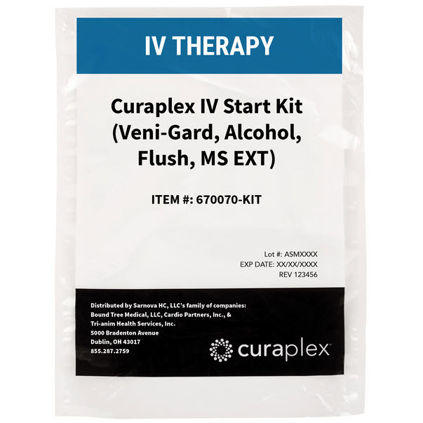 Curaplex® IV Start Kit with Veni-Gard®, Alcohol, Flush, MS Extension ...
