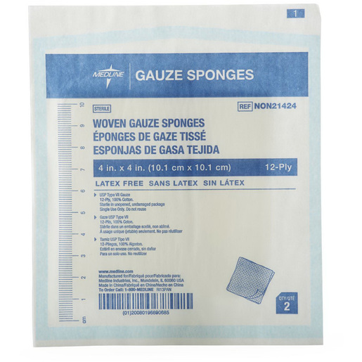 Gauze Sponge, 12-ply, 4in x 4in