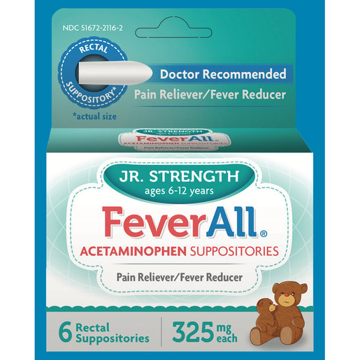 FeverAll® Acetaminophen, 325mg, 6 Rectal Suppositories