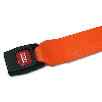 1-piece Vinyl Extension Strap with Metal Push Button Buckle, 5ft L x 2in W, Orange