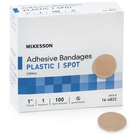 Spot Bandage, 1in Diameter, Tan, Plastic