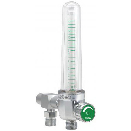FM197 Series Medical Air Oxygen Flowmeter with Ohio/Ohmeda Adapter, 0 to 15lpm