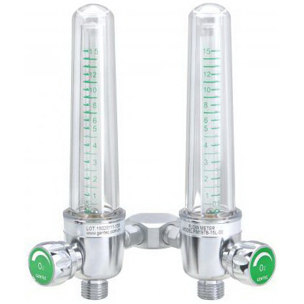 FM197 Series Medical Air Oxygen Flowmeter with Ohio/Ohmeda Adapter, 0 to 15lpm