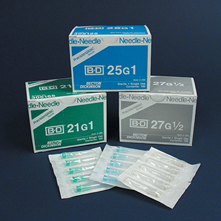 PrecisionGlide™ Regular Bevel Hypodermic Needle, Pink, 18ga x 1in