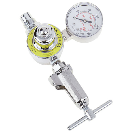 Medical Air Regulator, 3000psi, Chrome-plated Brass Body, CGA 950, Yoke Connection