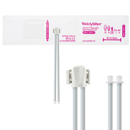 FlexiPort® Fabric Disposable Blood Pressure Cuff with 2-Tube Screw-Type Connector, Soft, Size 8, Small Child