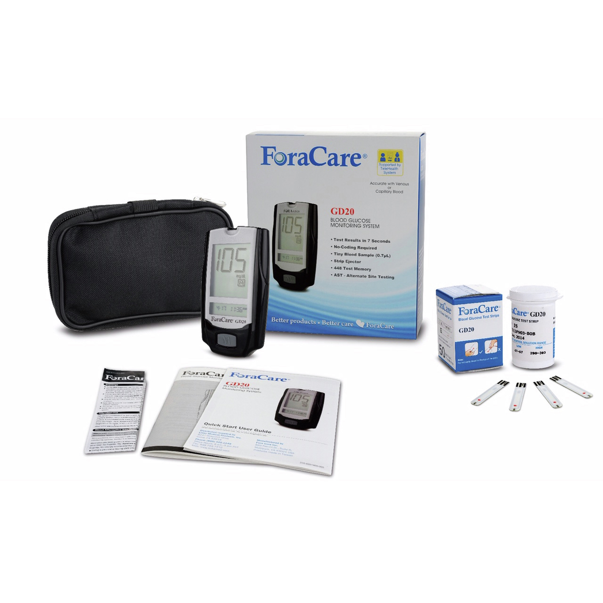 Fora GD20 Blood Glucose Monitoring System *Free w/ Purchase of Test Strips 199995 or 2763-20550*