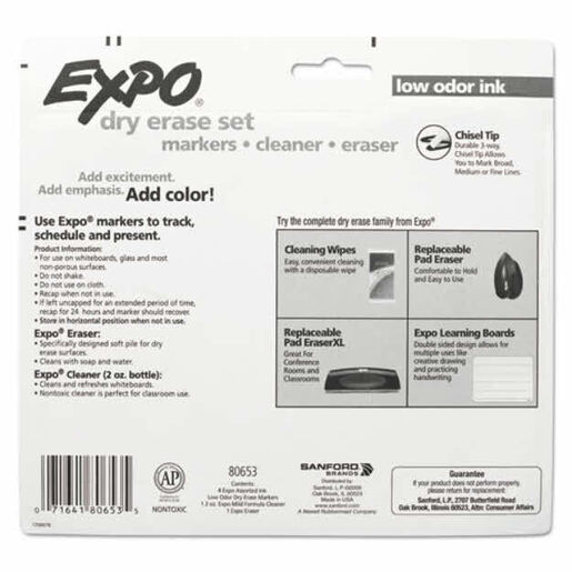 Dry Erase Marker Starter Set, Broad Chisel Tip, Assorted Colors