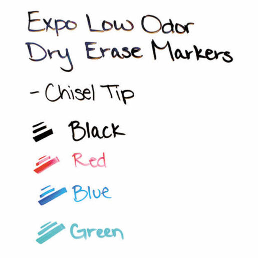 Dry Erase Marker Starter Set, Broad Chisel Tip, Assorted Colors
