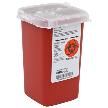 SharpSafety Phlebotomy Sharps Container, Red, 1 Quart