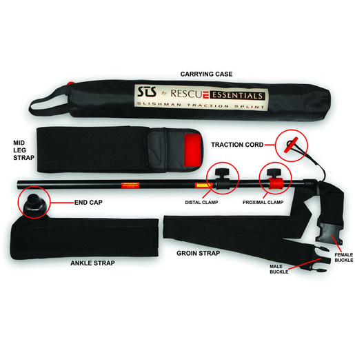 Slishman Traction Splint with Telescoping Aluminum Poles, One Size Fits All