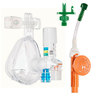 O2-MAX® Fixed System with Adult Large BiTrac ED Mask, 3-SET (5/7.5/10 cmH2O) Valve, Expandable Tubing, Filter, Nebulizer included, Chemtron Quik-Connect