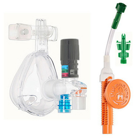 O2-MAX® Trio System with Adult Medium BiTrac ED Mask, 5-SET(5/7.5/10/12.5/15 cmH2O) Valve, Expandable Tubing, Filter, Nebulizer Included, Ohmeda Quik-Connect