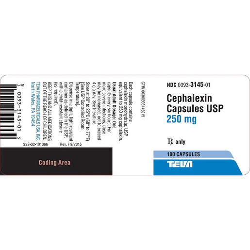 Cephalexin, 250mg, 100 Capsules