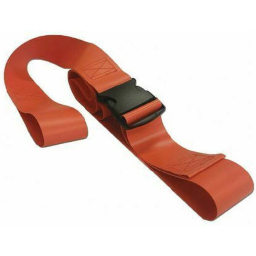 Vinyl Stretcher/Cot Strap, 2 piece, Impervious, Plastic Side Release Buckle, Loop Ends, Orange, 5ft