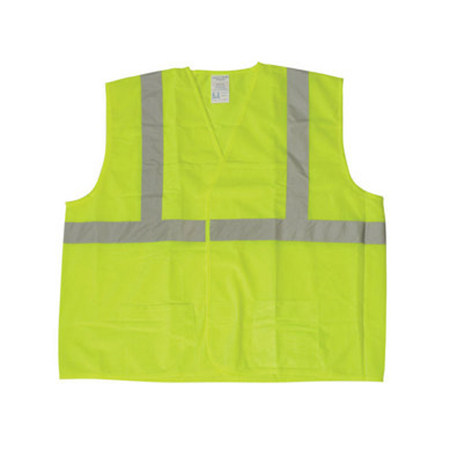 ANSI Class 2 Lime Green Mesh Safety Vest with Silver Stripes, Large/XL