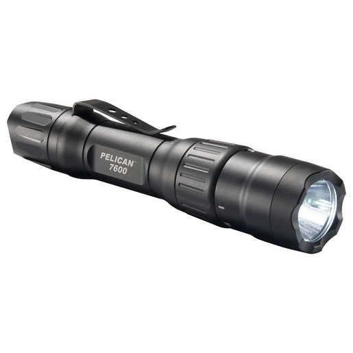 Pelican 7600 Tactical Flashlight, Black, 3 LED Colors, USB Lithium Ion Rechargeable