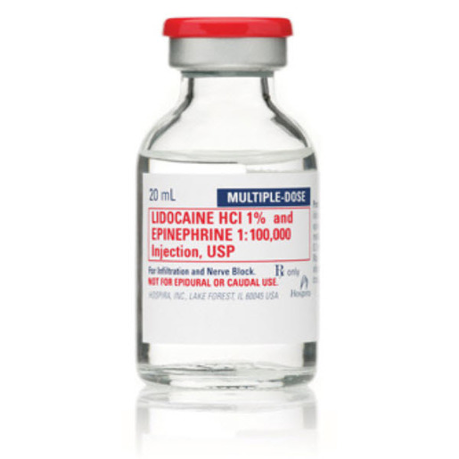 Lidocaine HCl 1, 10mg/mL, 20mL Vial, with Epinephrine Bound Tree
