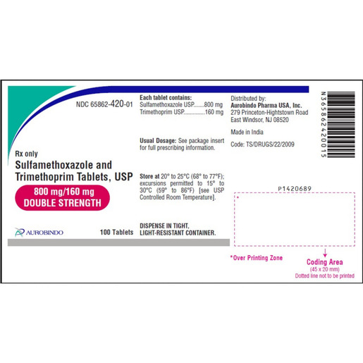 Sulfamethoxazole 800mg and Trimethoprim 160mg, 100 Tablets