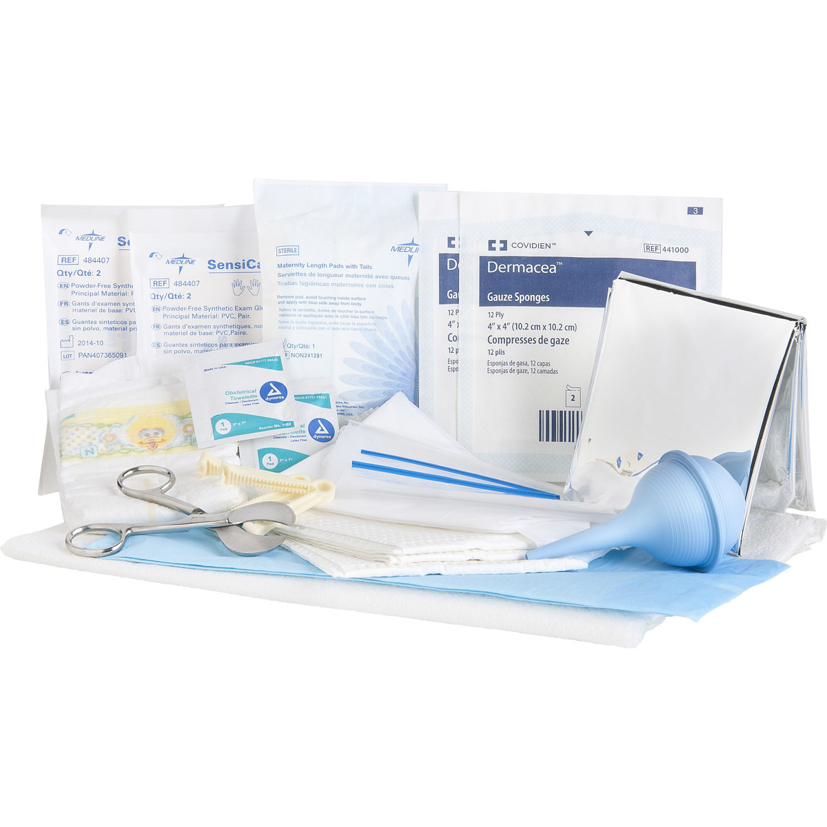 Curaplex® OB Kit, Poly Bagged w/ Umbilical Scissors, Latex-Free