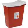 SharpSafety Large Volume Sharps Container with Hinged Lid, 8gal, Red