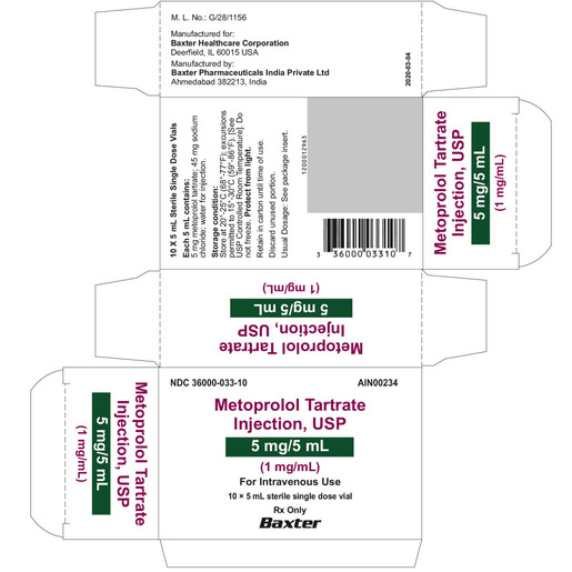 Metoprolol, 5mg/5mL, Vial