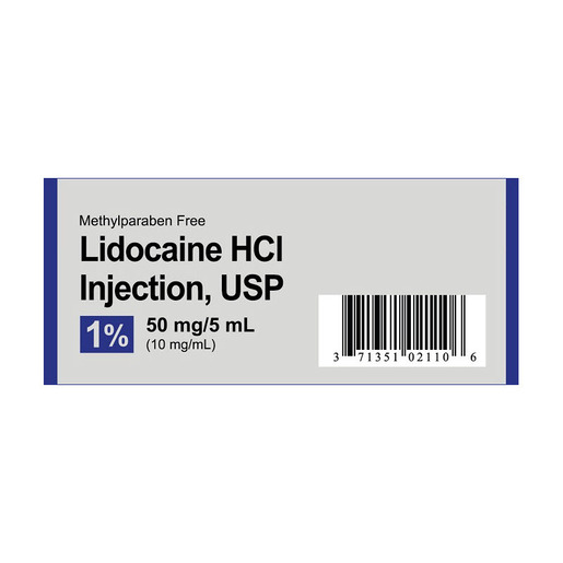 Lidocaine HCL 1%, 50mg/5mL, Vial