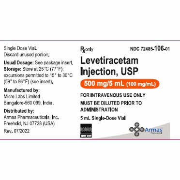 Levetiracetam, 100mg/mL, 5mL Vial