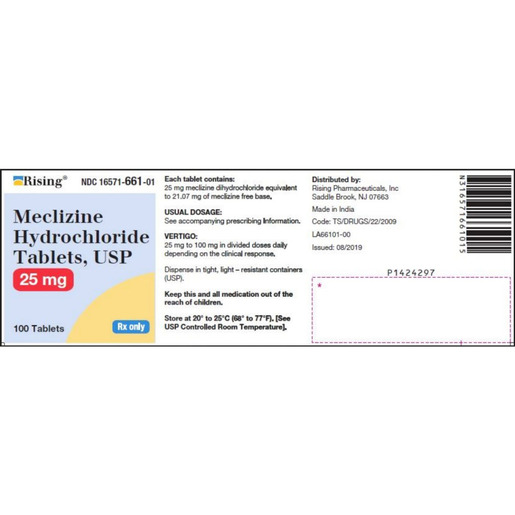 Meclizine, 25mg, 100 Tablets