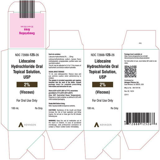 Lidocaine HCL, 2%, 100mL, Viscous Solution