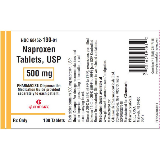 Naproxen, 500mg, 100 Tablets