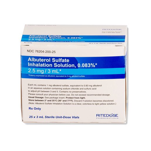Albuterol 0.083%, 2.5mg/3mL, Inhalation