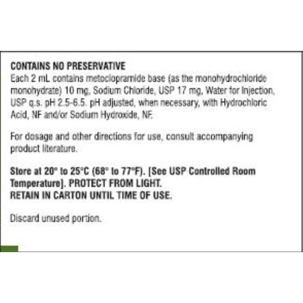 Metoclopramide, 5mg/mL, 2mL Vial