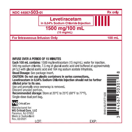 Levetiracetam, 1500mg/100mL, Bag