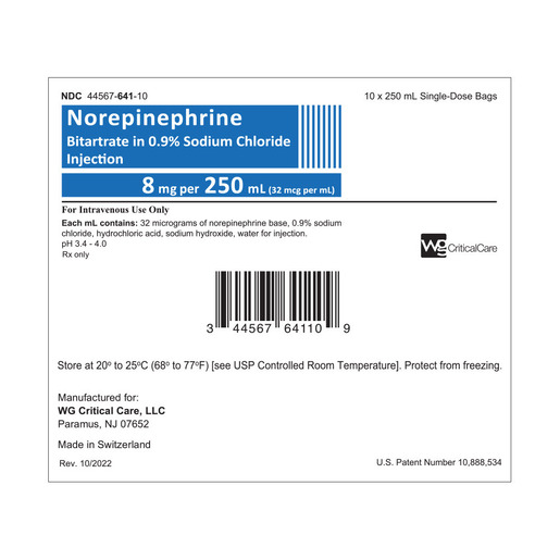 Norepinephrine Bitartrate, 8mg/250mL, IV Solution in 0.9% Sodium Chloride
