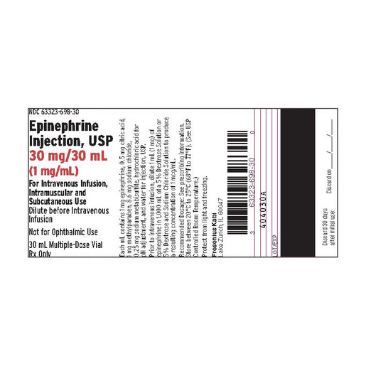 Epinephrine 1:1000, 30mg/30mL, Vial