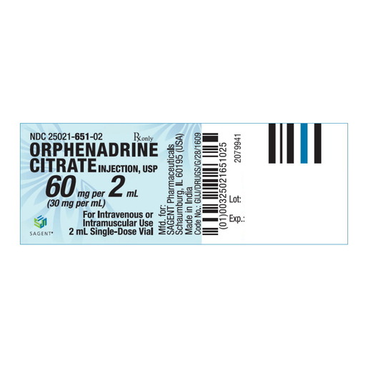 Orphenadrine Citrate, 60mg/2mL, Vial