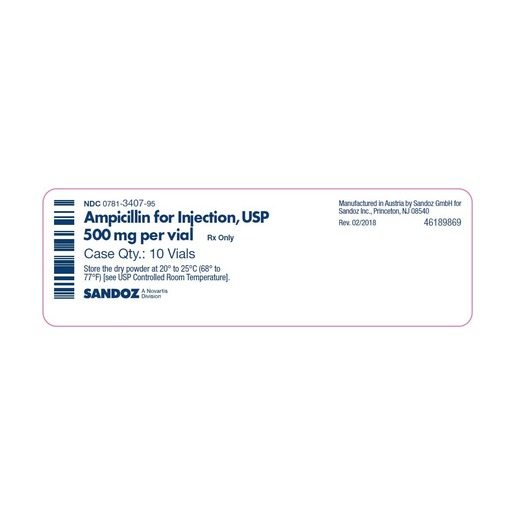 Ampicillin for Injection, 500mg, Vial 